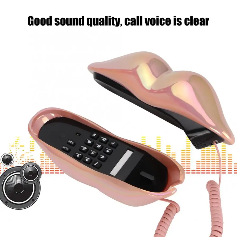WX-3016 Mouth's Lips Shape Telephone Home Office Desktop Telephone Landline Colorful Pink/Electroplated Purple(optional