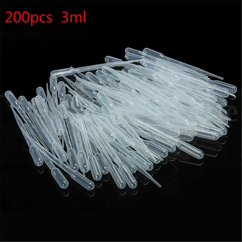 

200pcs 3ml transparent pipette disposable safety plastic dropper for experimental medicine microbiology use
