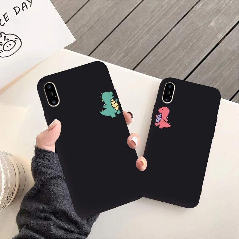 GYKZ чехол для телефона с динозавром из мультфильма для iPhone 7 11 Pro X XS MAX XR 8 6 6s Plus Милая Черная мягкая силиконовая задняя крышка