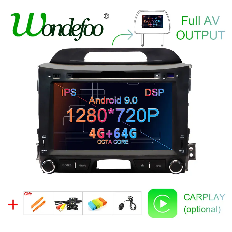 DSP ips AV выход 4G 64G Android 9,0 автомобильный dvd-плеер для KIA sportage 2011- gps Навигация стерео экран радио приемник аудио