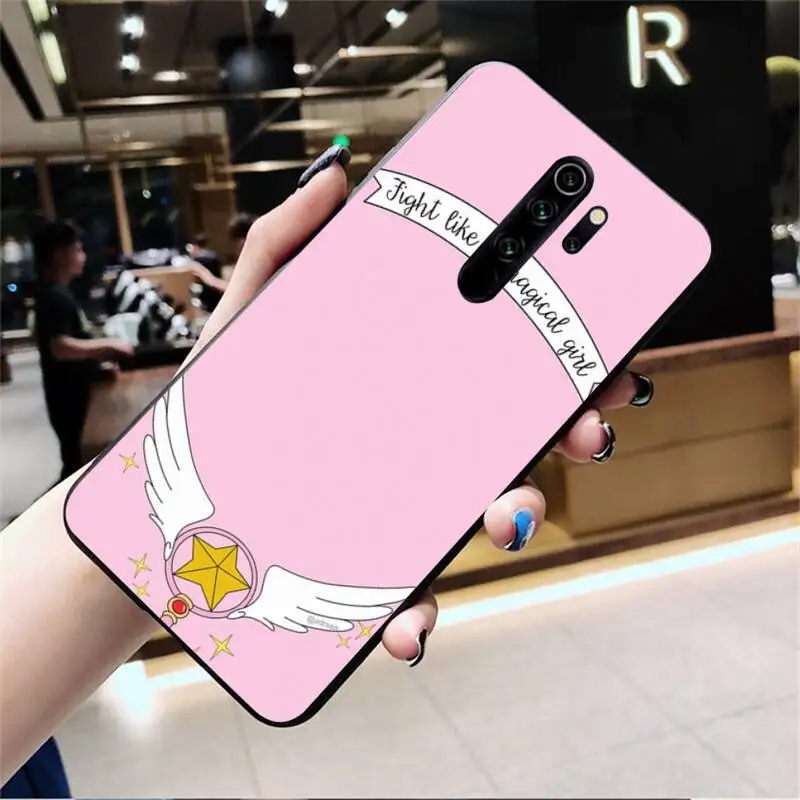 

CUTEWANAN Sakura Card Captor Sailor Moon Black Cell Phone Case for Redmi Note 9 8 8T 8A 7 6 6A Go Pro Max Redmi 9 K20