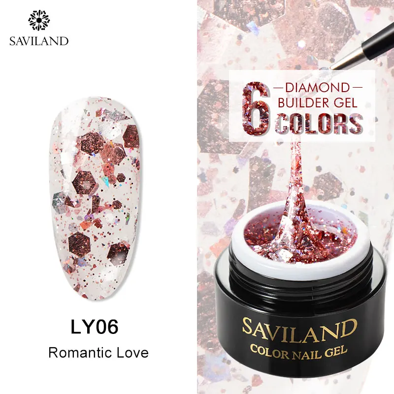 LY06 SAVILAND 3D Супер Блестящий Алмазный полигелевый лак для ногтей замачиваемый УФ-гель лак Vernis Полупостоянный Быстрый строительный дизайн ногтей - Цвет: LY06