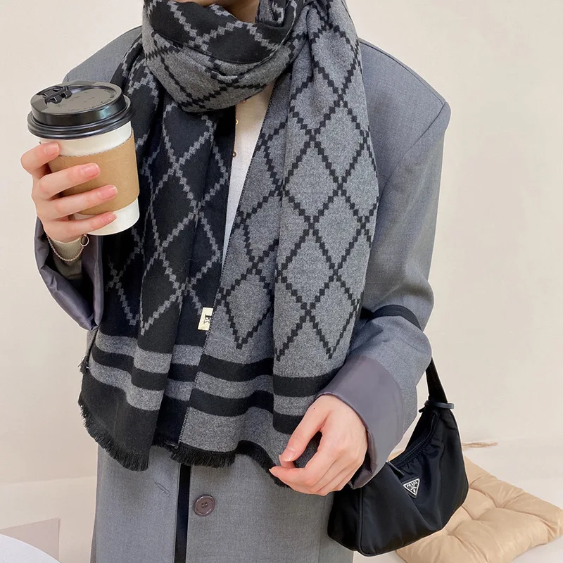 Роскошный бренд 2021 хлопок женская большая шаль имитация кашемира шарф осень и