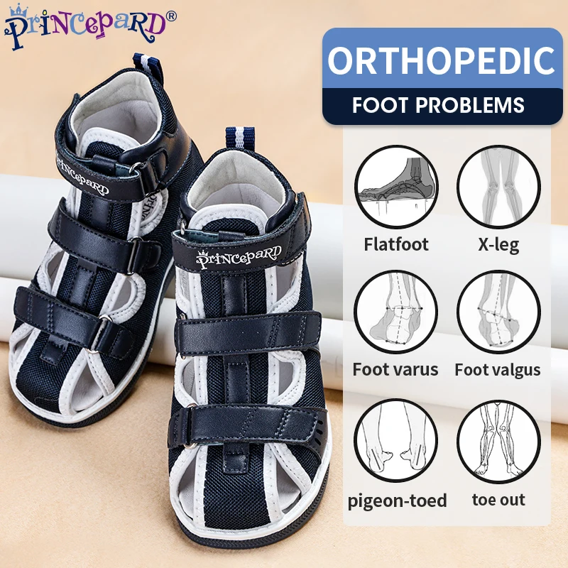 Princepard 2022 Children Orthopedic Shoes for Flat Feet Summer Kids Shoes Closed Toe Boys Girls Sandals with Ankle Support