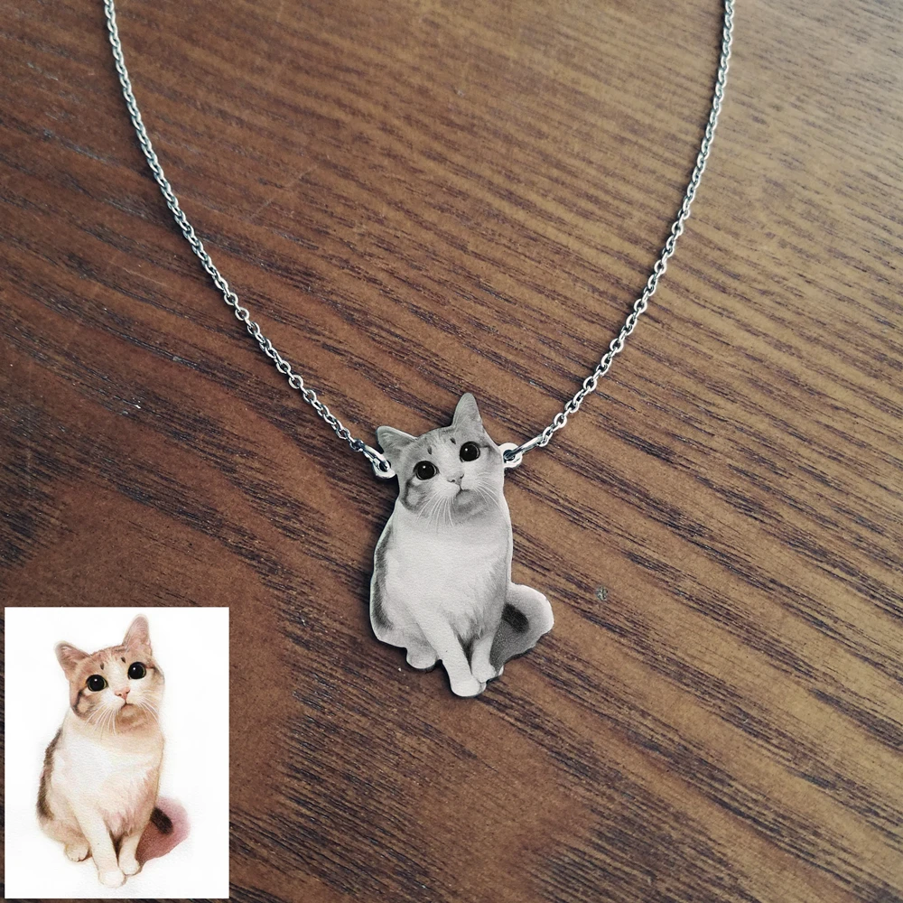 

Carved Custom Pet Photo Pendant Necklace Engraved With Name Stainless Steel Dog Tag Necklace Is The Best Gift For Men And Women