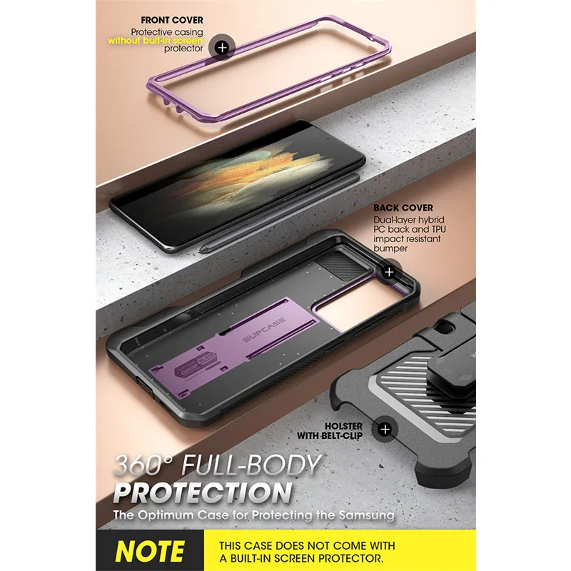 For Samsung Galaxy S21 Ultra 5G Case (2021 Release) SUPCASE UB Pro Full-Body Dual Layer Rugged Holster Kickstand with S Pen Slot