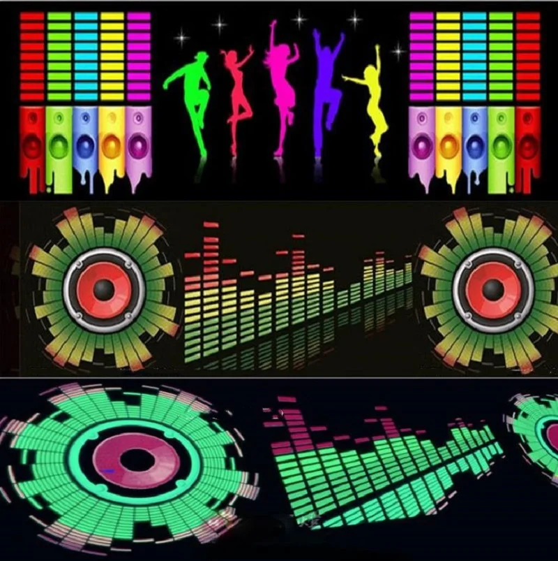 Для заднего Стекло светодиодный звуковая активация эквалайзер автомобиля Неон EL