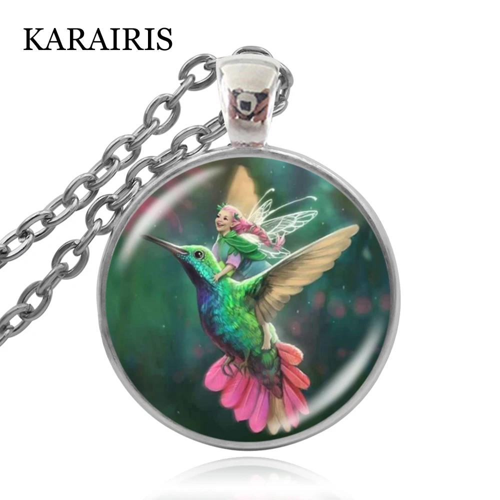 

KARAIRIS Fashion Children Fairy Hummingbird Love Necklace Fairy Anime Long Chain Pendant Necklace for Kids Birthday Theme Party