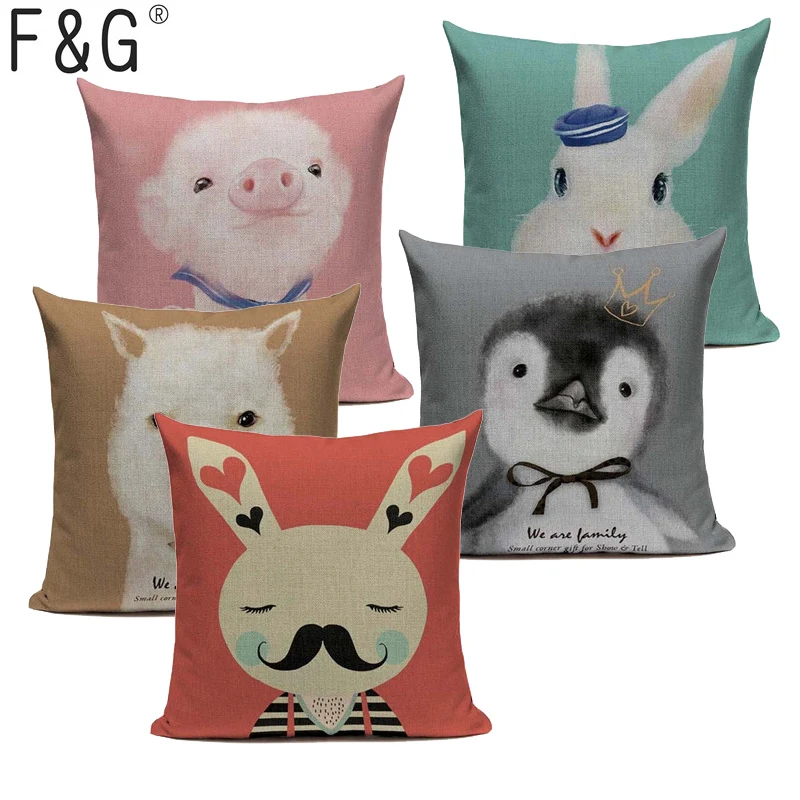 Элегантная хлопчатобумажная льняная наволочка в Корейском стиле с изображением маленького животного 45 см x