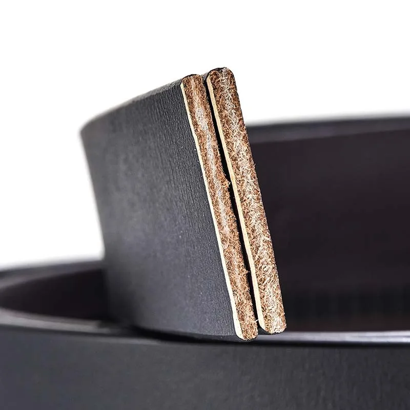 Мужской кожаный ремень DYROREFL однотонный деловой из воловьей кожи с пуговицами