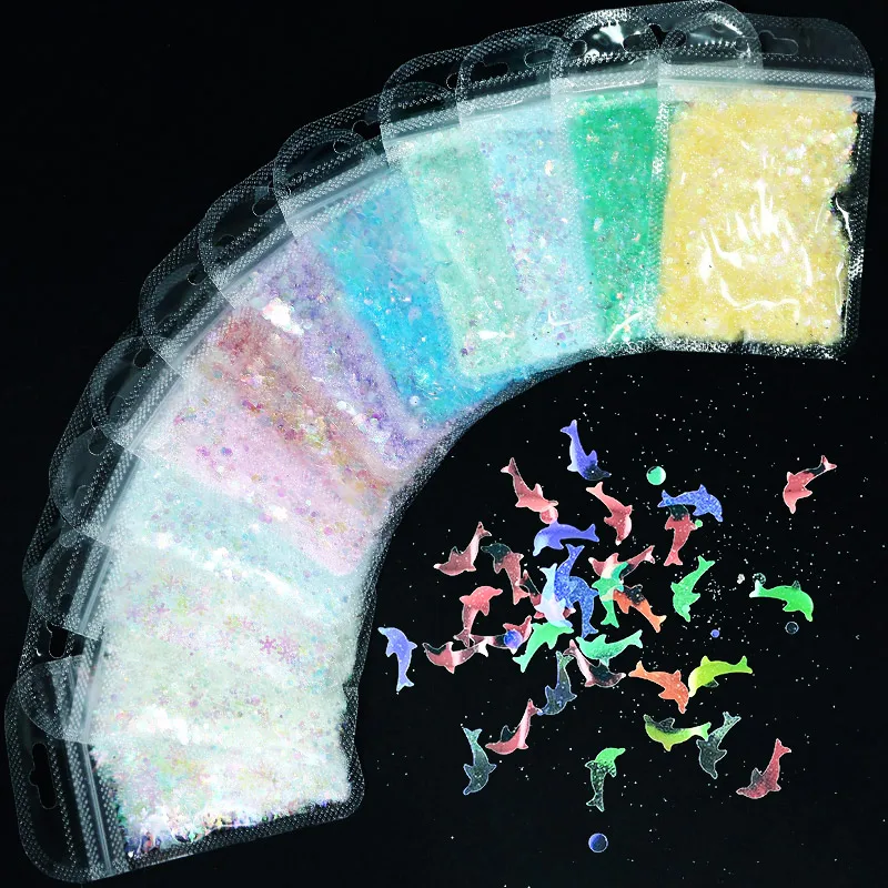 

MAFANAILS AB Color Nail Glitter Flakes Mermaid Chameleon Sequins Powder Irregular Star/Heart/Round/Dolphin Nail Art Decoration