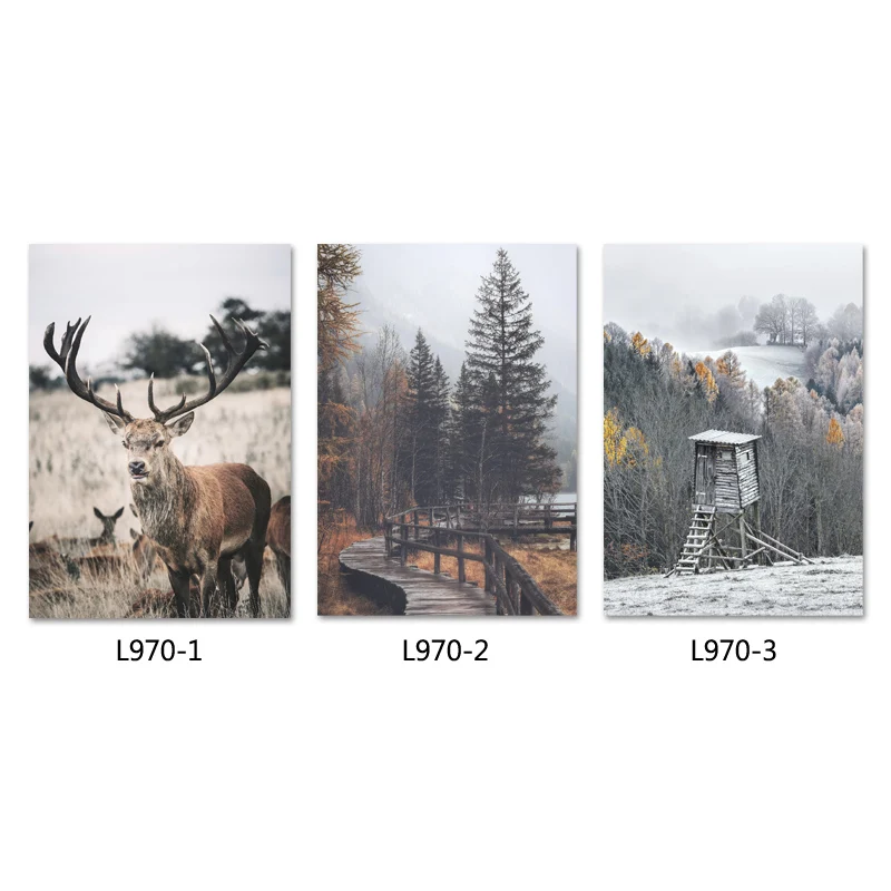 

Nordic Landscape Canvas Poster Wall Forest Deer Print Painting Scandinavian Decoration Picture for Living Room Home Decor