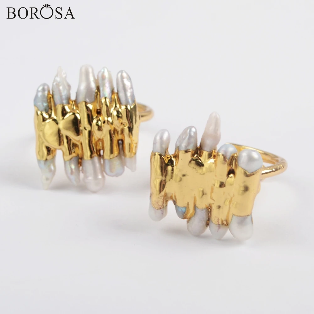 BOROSA 5/10 шт модное золотое покрытие натуральный пресноводный жемчуг Размер 6 5 ~ 7