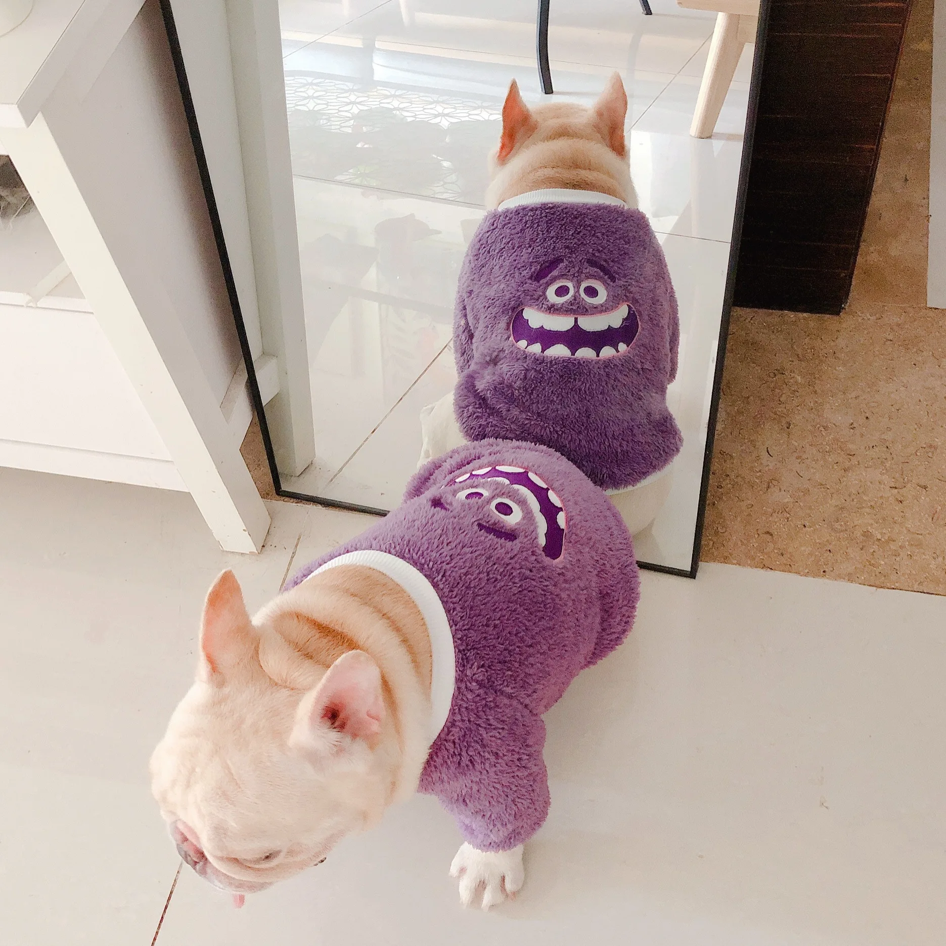 

Cute Warm Fleece Pet Dog French Bulldog Clothes Cute Printed Pets Coat Puppy Dogs Shirt Jacket Pullover Simplicity Dog Clothing