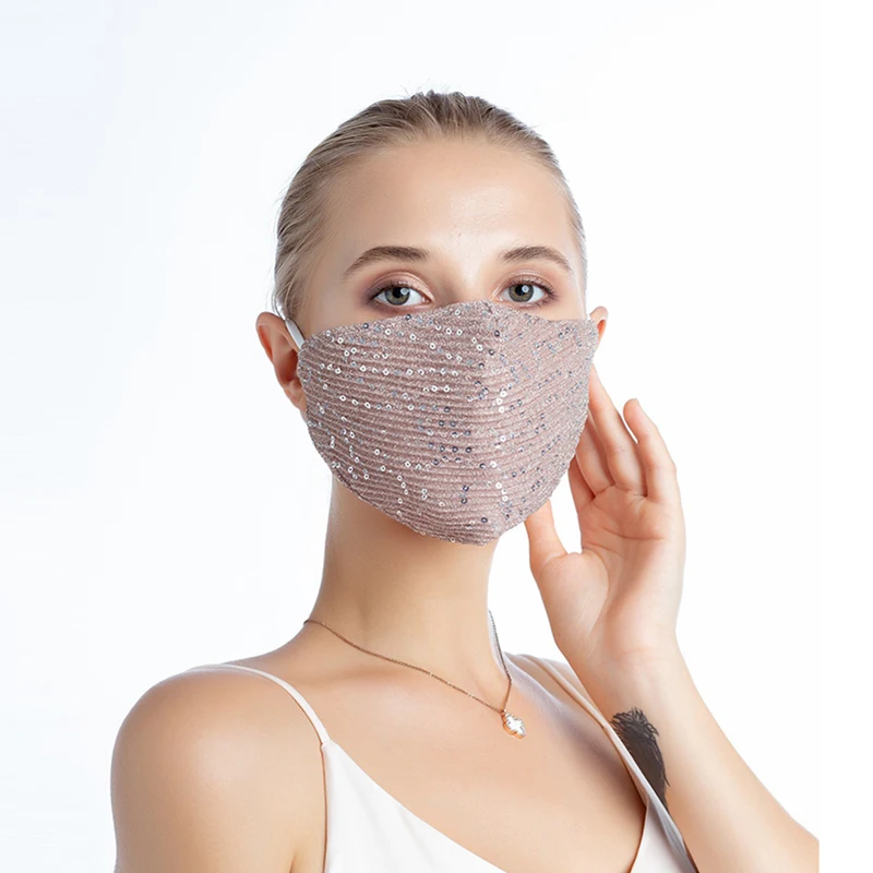 

Mascarillas Face Maskes with 5/10pcs Pm2.5 filters Fashion Reusable Outdoor Mouth Washable Sequins Tissus Lavable Fabric Scarf