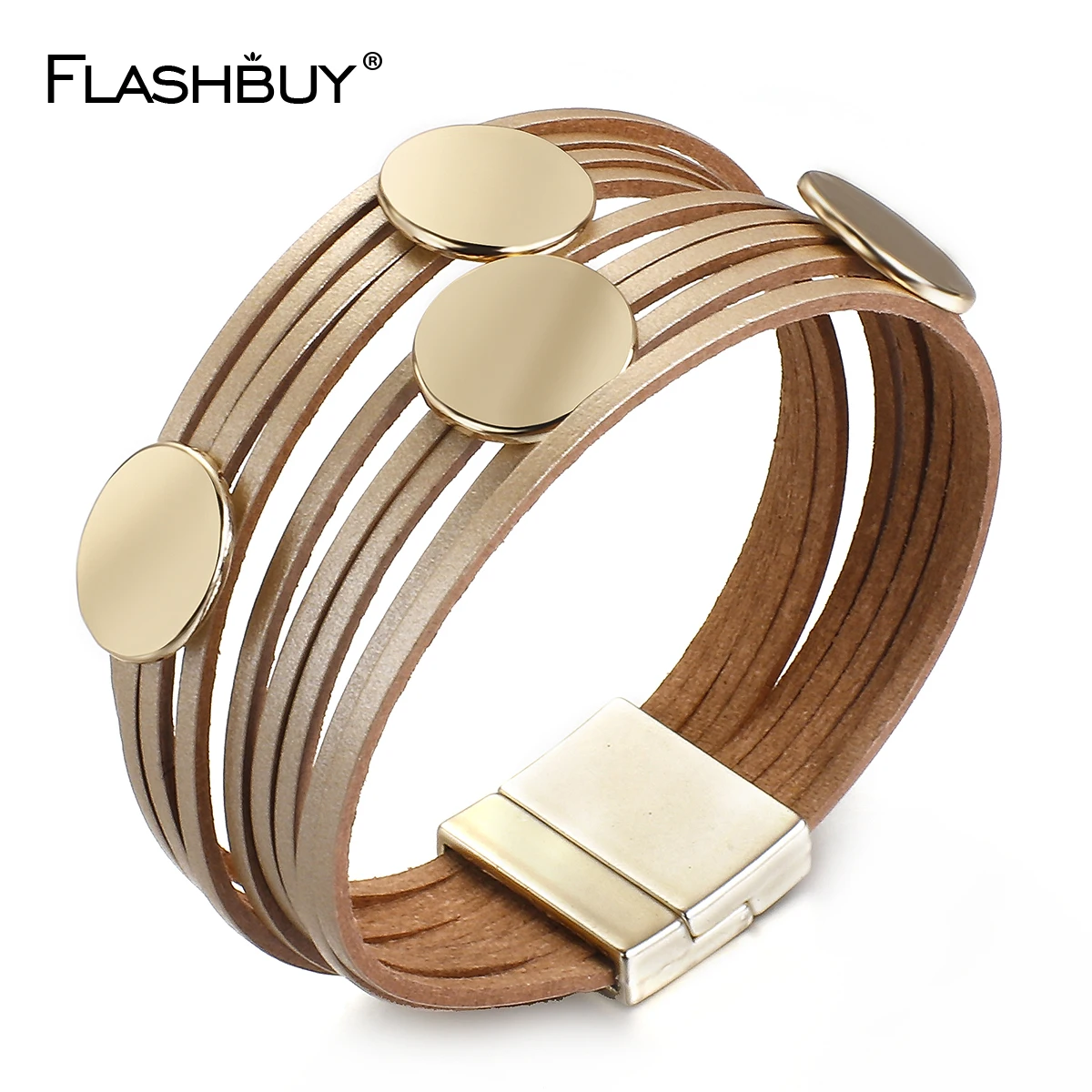 FLASHBUY Новые простые кожаные браслеты из нержавеющей стали для женщин