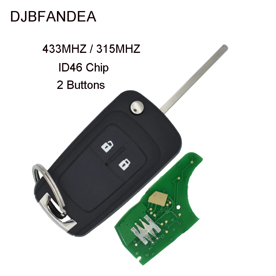 DJBFANDEA 2 кнопки 315 МГц/433 МГц ID46 чип складной дистанционный ключ для автомобиля Chevrolet
