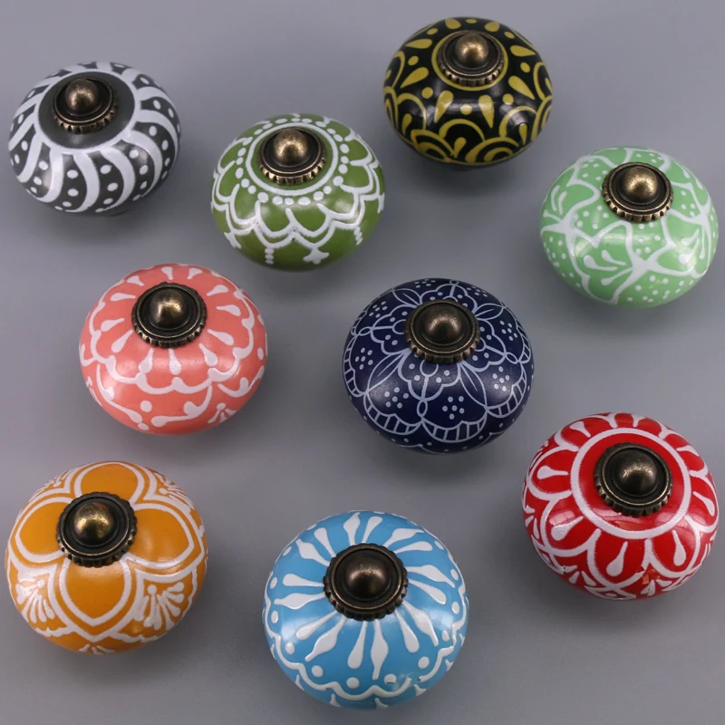 Декоративные керамические ручки для шкафа винтажные фарфоровые круглые ящиков