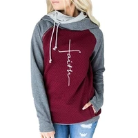 herfst winter patchwork hoodies sweatshirts vrouwen faith cross geborduurde lange mouwen sweatshirts vrouwelijke warme trui tops