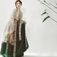 2022 improvement chinese hanfu gold stamping embroidery dress tang suits dance wear lady graceful fairy ancient princess dress