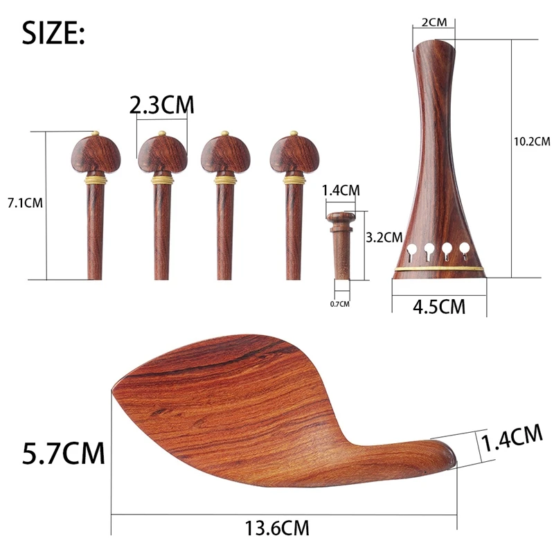 

Violin Part 4/4 Violin Fiddle Polished Mahogany Pegs End Pin Vintage Design 4-Piece Suit