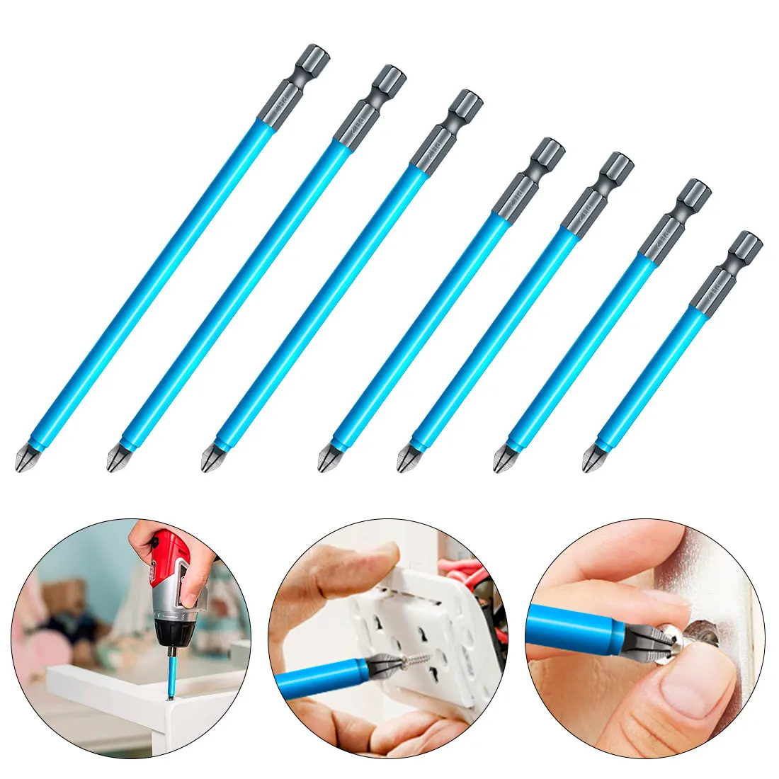 

Non-Slip Drill Bits Batch Head 25mm-150mm Cross PH2 Screwdriver Set S2 Strong Magnetic Wind Batch Head Screwdriver Head Bits