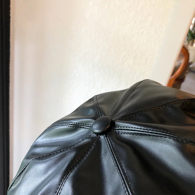 Женская модная кожаная кепка из искусственной кожи берет с утиным языком женская