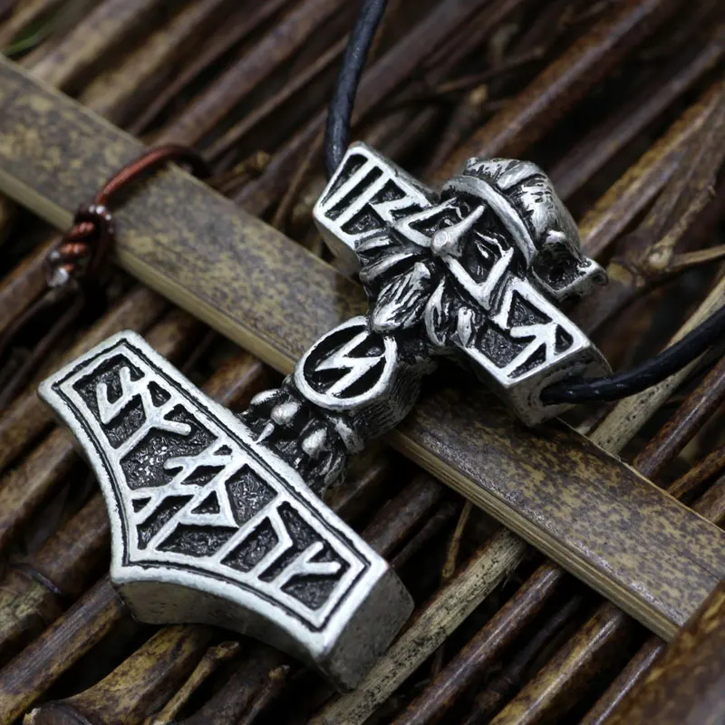 Thor Hammer Nodic Vikings Runes Wolf Head Pendant Necklace Mjolnir Viking Valknut Original Amulet Chain For Man Jewelry | Украшения и