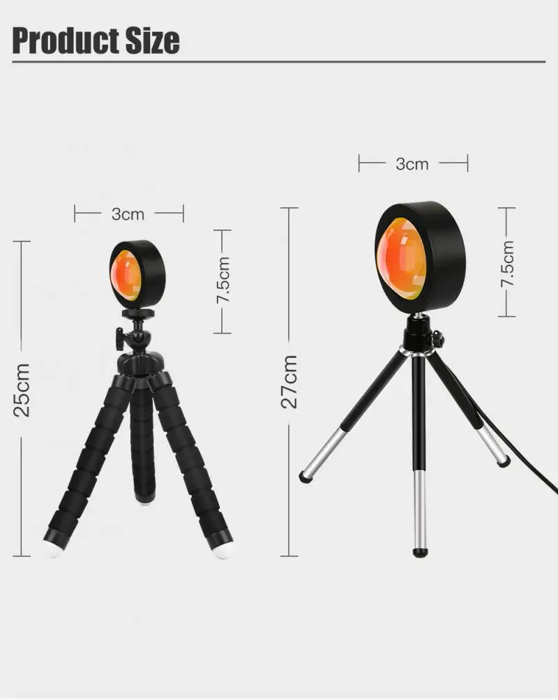 

Led Night Light USB Rainbow Sunset Red Projector Atmosphere Lamp For Home Background Wall Decoration Colorful Lamp With Tripod