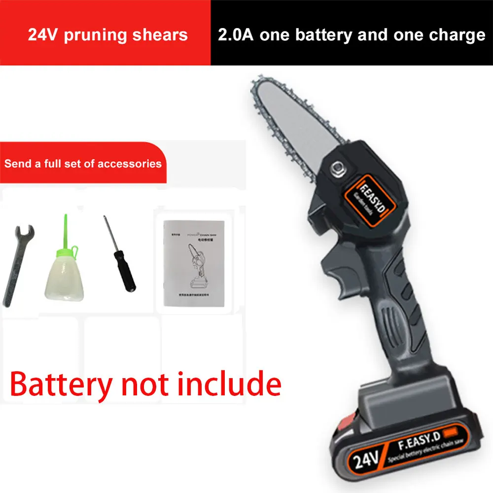 

24V 0.7kg Mini Electric Chain Saw Portable 4 Inch Electric Pruning Saw Rechargeable Pruning Shear Garden Tool One-Hand CSV