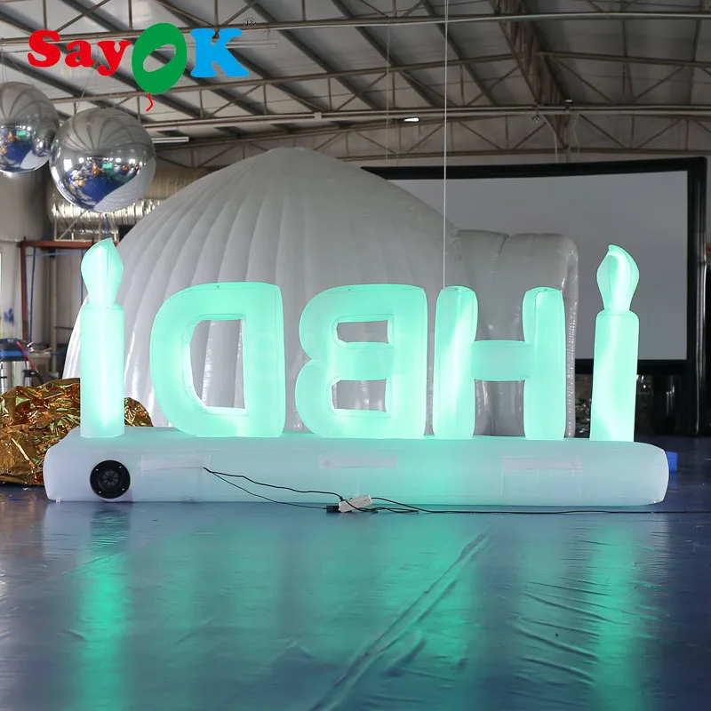 Надувные светящиеся буквы HBD с 2 свечами для украшения дня рождения аренды