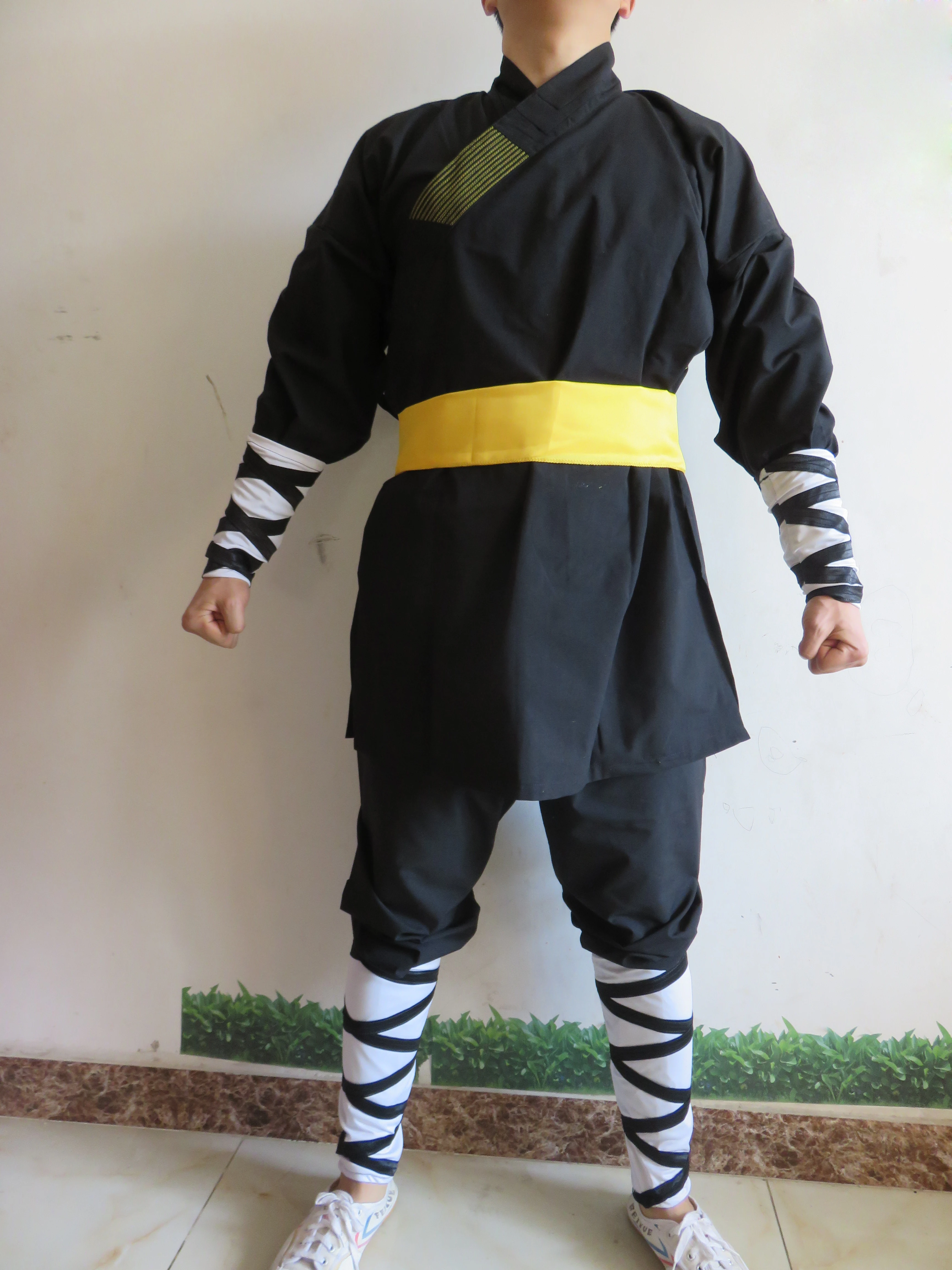 Одежда унисекс из черного хлопка для боевых искусств костюм дзен шаолинь