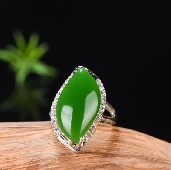 

Natural Green Hetian Jade 925 Silver Ring Chinese Jadeite Amulet Fashion Charm Jewelry Hand Carved Crafts Gifts for Women Men