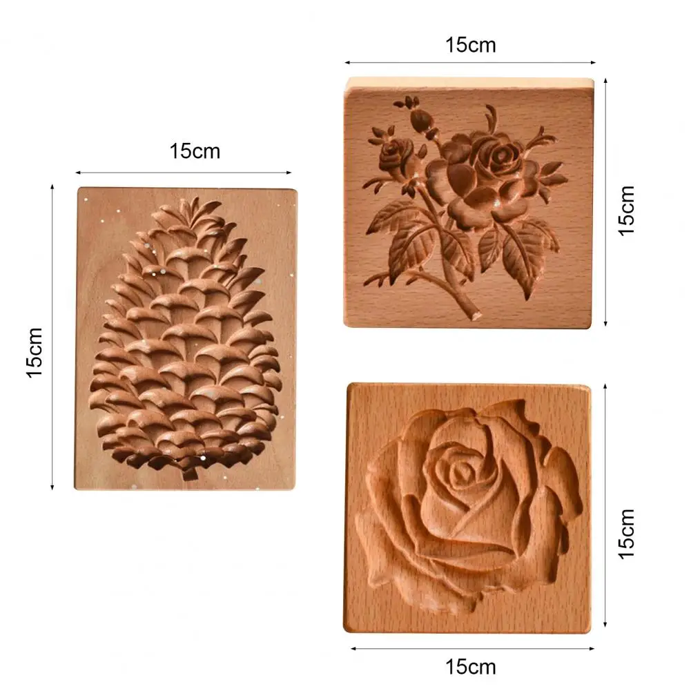 

Cookie Cutter Biscuit Press Embosser Christmas Tree Flower Rose Cookie Cutter Nature Wood DIY Baking Cake Mould Baking Tools