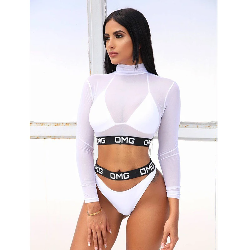 Сексуальный женский комплект бикини из 3 предметов купальный костюм пляжная