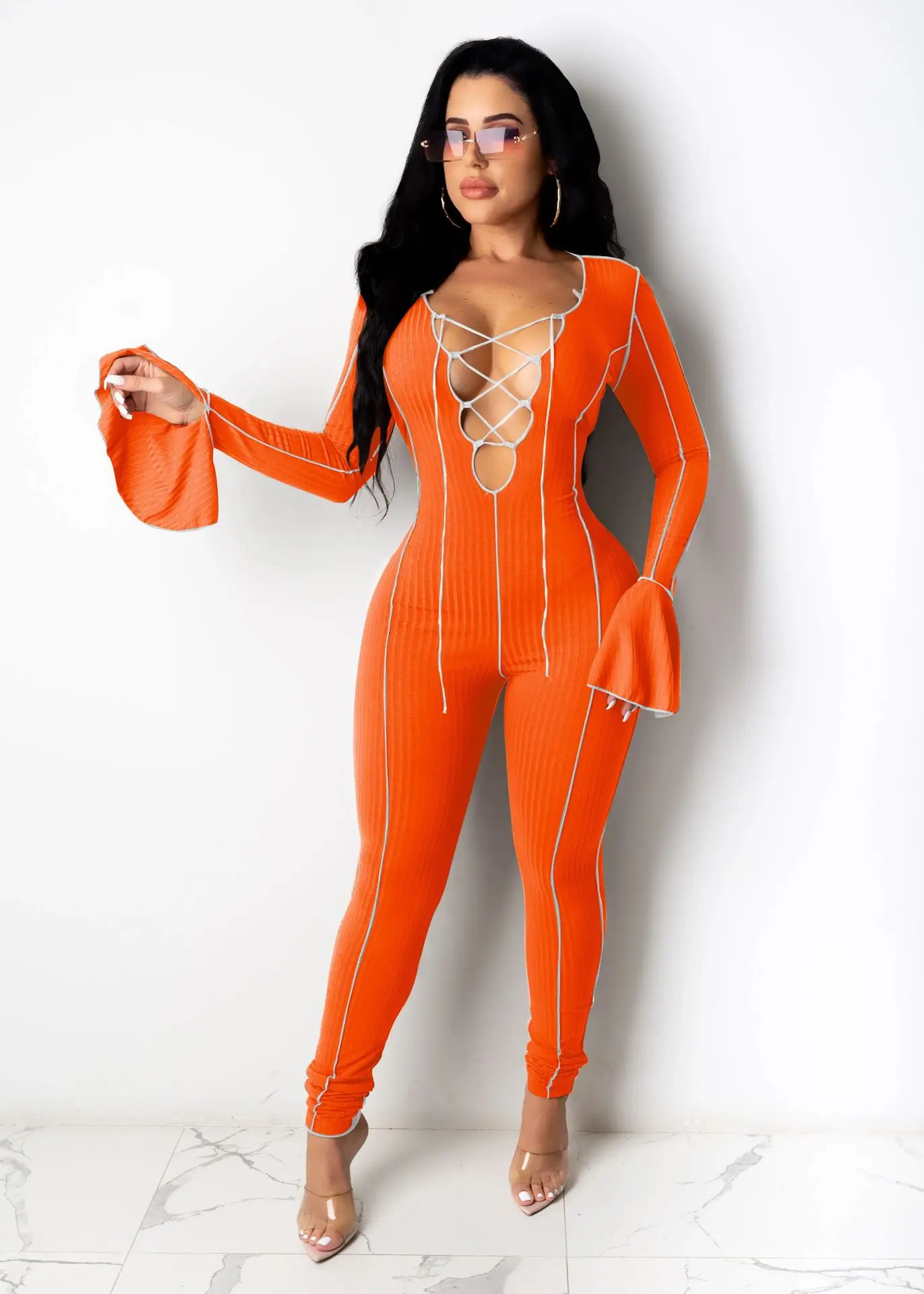 Summer Solid Botton V-neck Playsuit Short Sleeve Skinny Bodycon Sexy Jumpsuit Summer Shorts Women Rompers Workout Active Wear