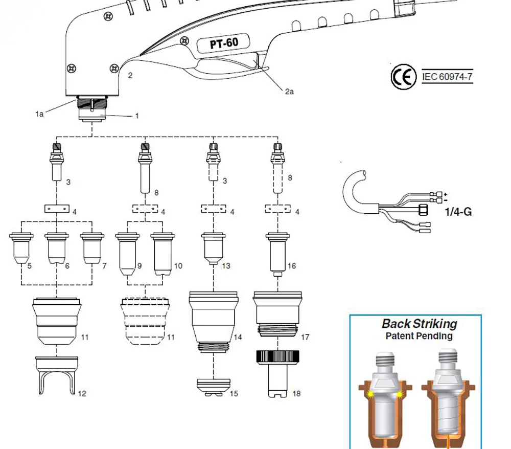 Расходные материалы для горелки плазменной резки PT40 PT60 VB0048 и VU0668 наконечник