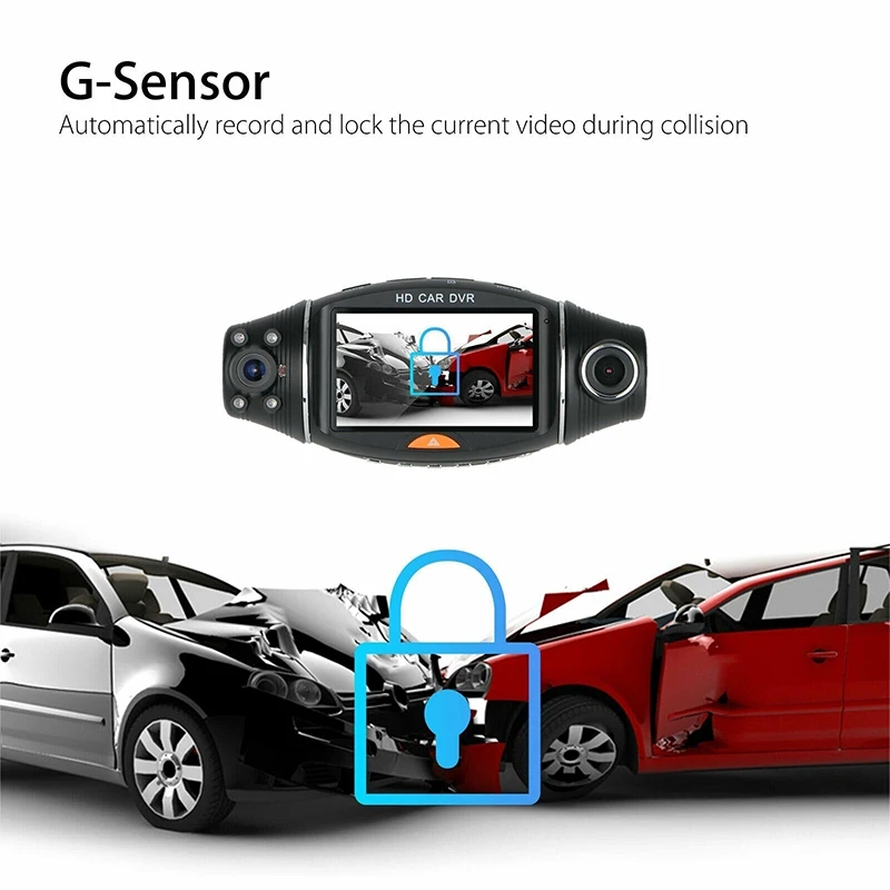 Видеорегистратор HD 2 7 дюйма с двумя объективами GPS ночным видением G-сенсором и