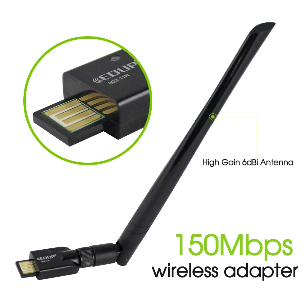 EDUP RT5370 USB WiFi адаптер 150 Мбит/с 5dbi Высокая усилительная антенна Wi-Fi дальний приемник