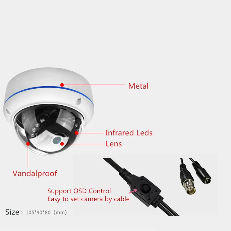 2 МП AHD купольная камера 360 внутренняя широкоугольная инфракрасная аналоговая 1080P
