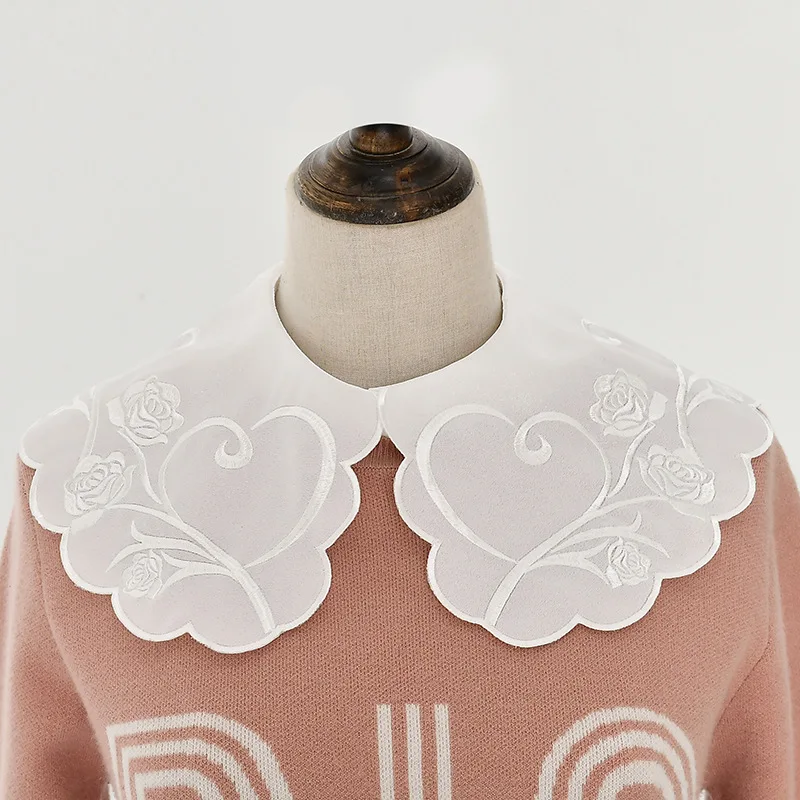 

Женская кружевная блузка Linbaiway, белая блузка со съемным воротником, с большим лацканом, ложные воротнички