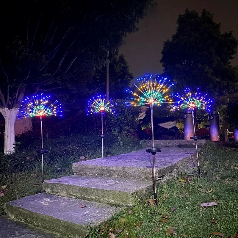 

90/150/200LED Outdoor Solar Light Grass Globe Dandelion Waterproof Flash String Lights Garden Christmas Decor Lawn Firework Lamp