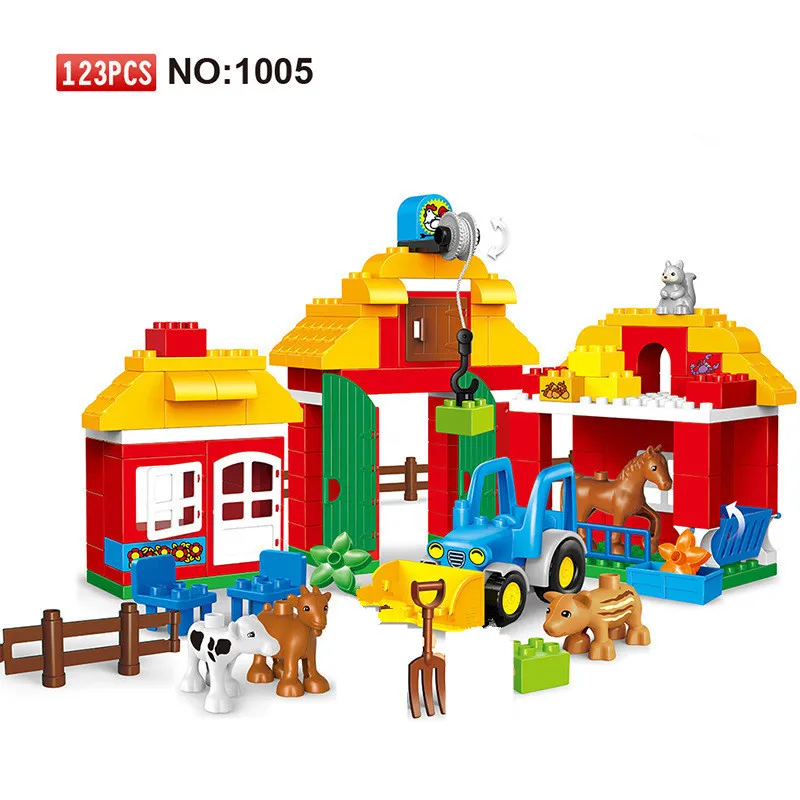 123 шт. большие частицы Веселая ферма строительных блоков в форме миньона Джорджа