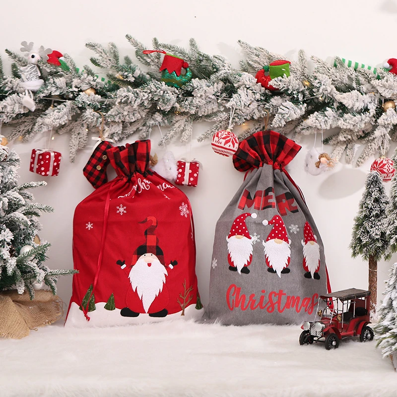 

Рождественские подарочные пакеты в виде Санта-Клауса, елки, самодельные конфеты, сумка на шнурке, рождественские украшения для дома, рождес...