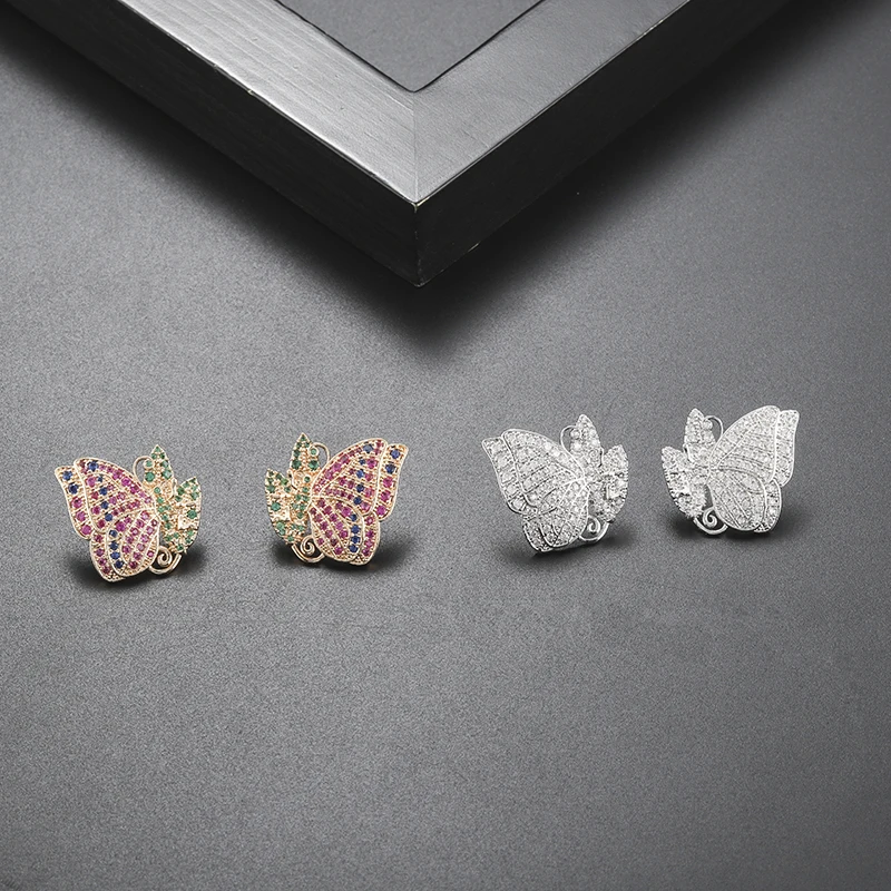 Серьги бабочки YANMEI YME9544 с цирконом изысканные роскошные блестящие сережки милая