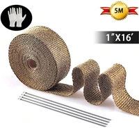 titanium exhaust wrap 1 x 16 roll for motorcycle fiberglass heat shield tape with stainless ties