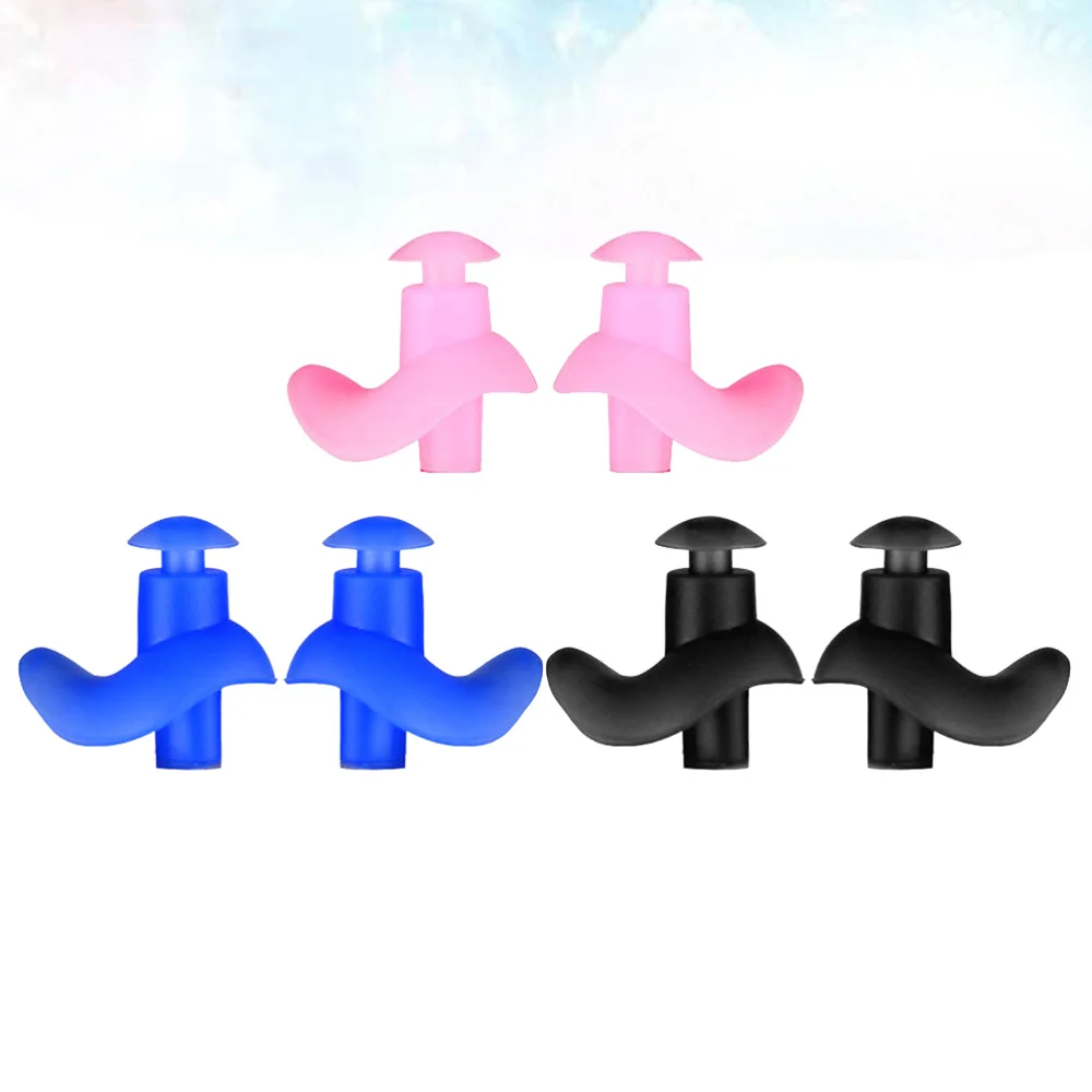

3 Pairs Professional Swimming Ear Plugs Waterproof Reusable Silicone Earplugs for Adult (Blue + White +)