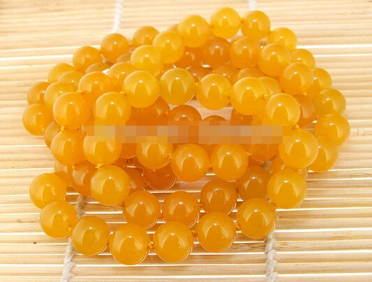 +++ 00427 50&quot Round10mm Yellow Jade Necklace Knotted Lariat Fashion Bead | Украшения и аксессуары