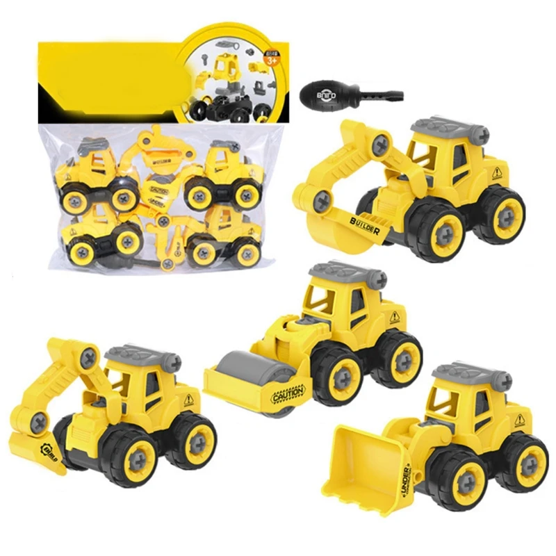 

HUYU Kids Building Educational Toy Take Apart Car Toys for Boys Firefighting Sanitation Farmer Construction Toy