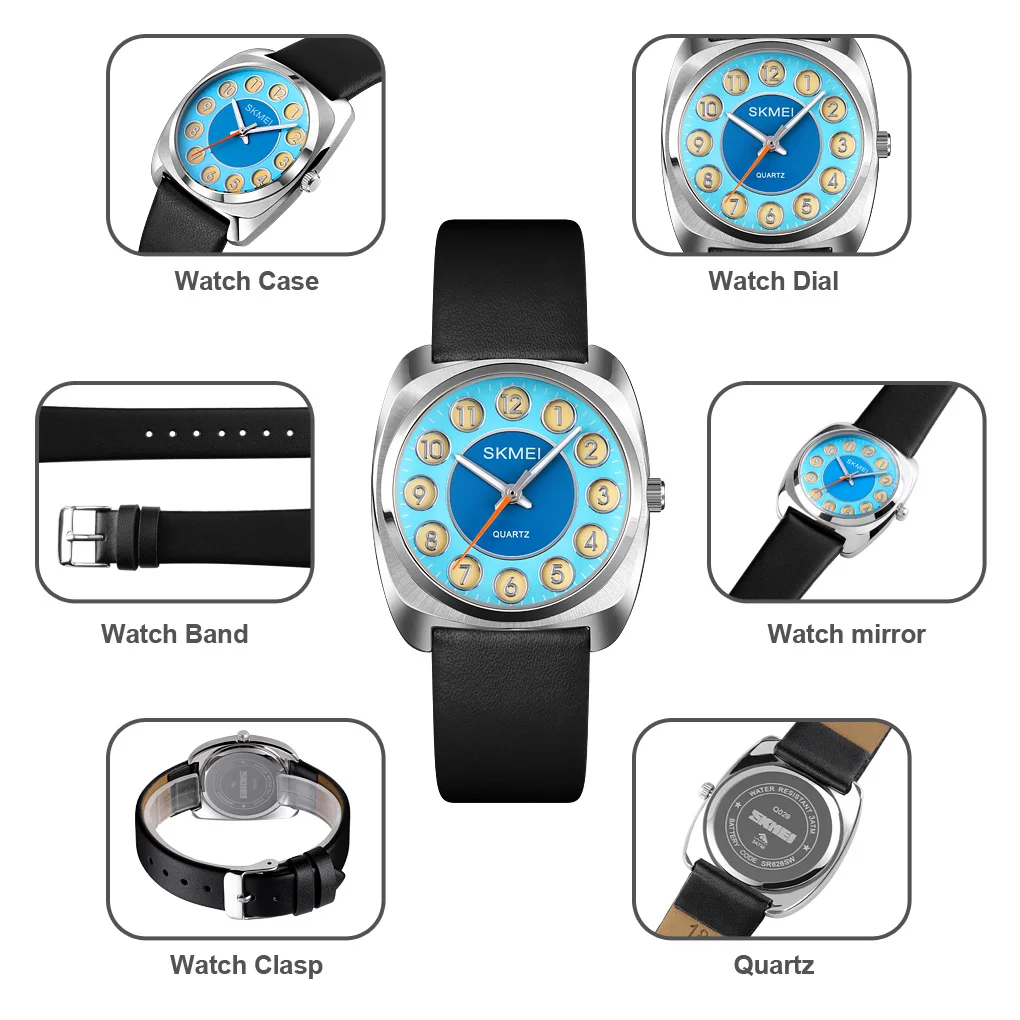 

New SKMEI Quartz women watches Fashion Business Ladies Montre Femme Stainless Steel Case Wristwatch Genuine Leather Reloj Mujer